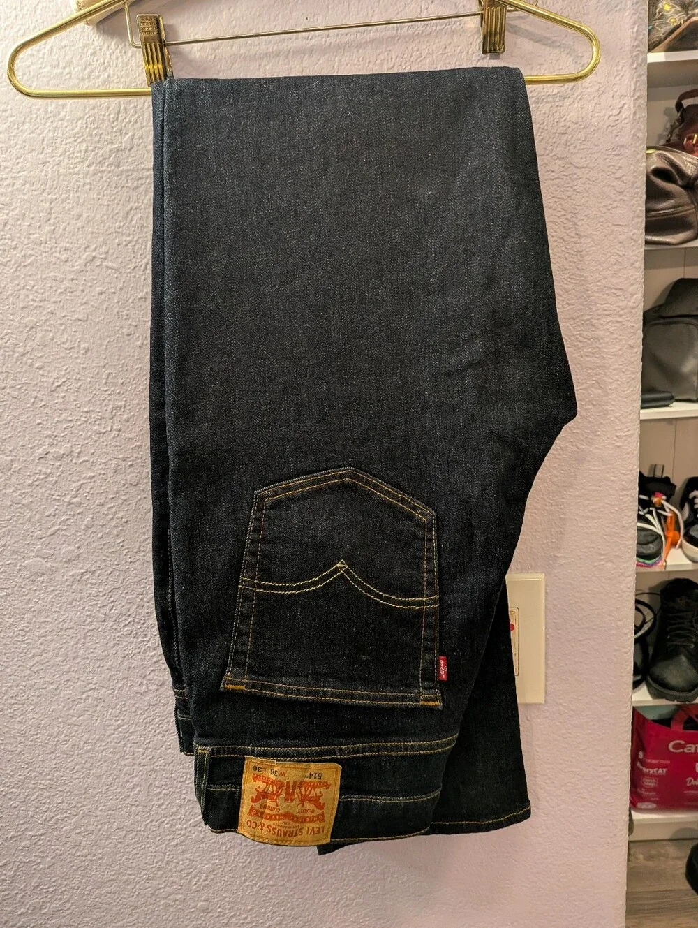Levi's 514 Straight Leg Jeans Men's Size 36 x 36 Dark Indigo Wash Waterless